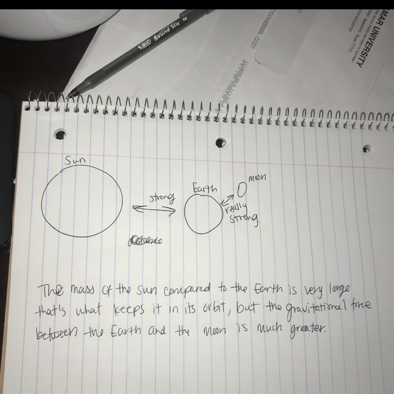 What is the relationship among gravitational force, mass, and the distance between-example-1