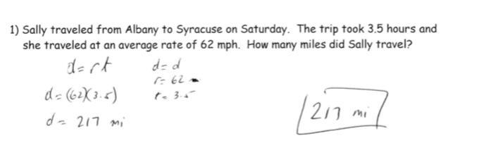 Sally traveled from Albany to Syracuse on Saturday. The trip took 3.5 hours and she-example-1