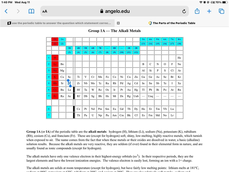 Use the periodic table to answer the question which statement correctly compares the-example-1