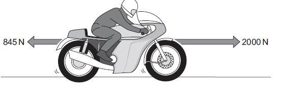 The mass of the motorbike and rider is 286 kg. Calculate the acceleration of the motorbike-example-1