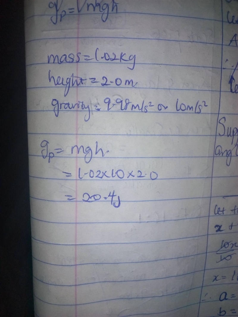 What is the gravitational potential energy of a 1.02 kg book on the top of a 2.0m-example-1