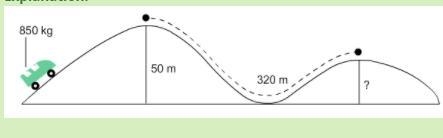 Here's the design information for the roller coaster: . The track has two hills. The-example-1