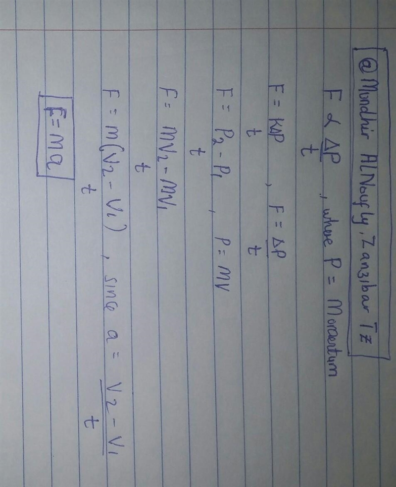 State and prove Newton's second law of motion ​-example-1