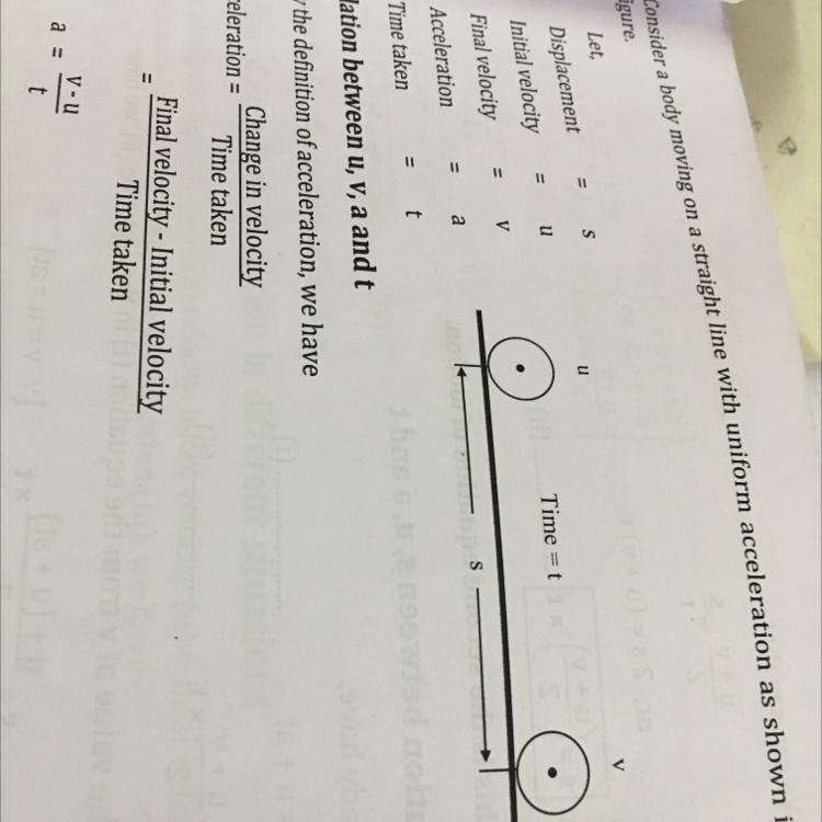 Derive the following equations. :a=u-v by t​-example-1