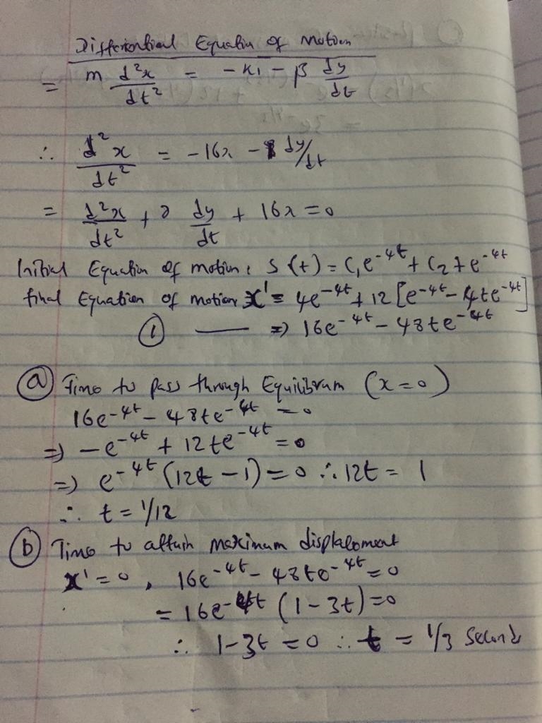 A mass weighing pounds is attached to a spring whose constant is lb/ft. The medium-example-2