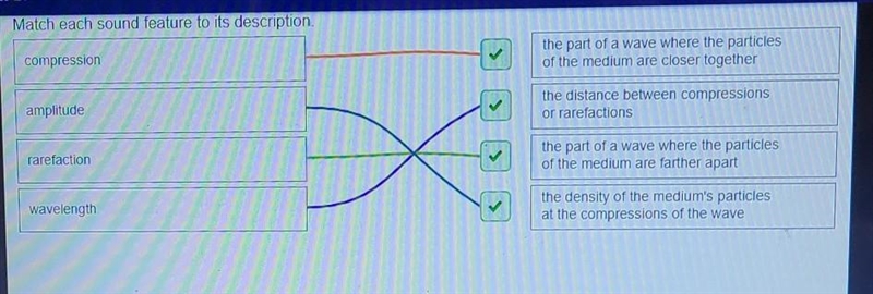 Match each sound feature to its description amplitude the density of the medium's-example-1