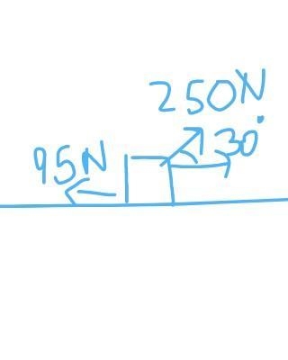 Lorenzo pushes on a heavy crate with an applied force of 250 N at an angle of 30° below-example-1