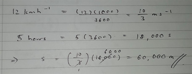 Find the displacement in meters a runner would travel in 5 hours at an average velocity-example-1