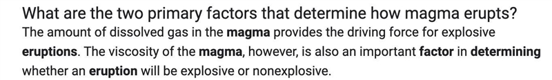 What are the two primary factors that control what type of magma erupts from a volcano-example-1