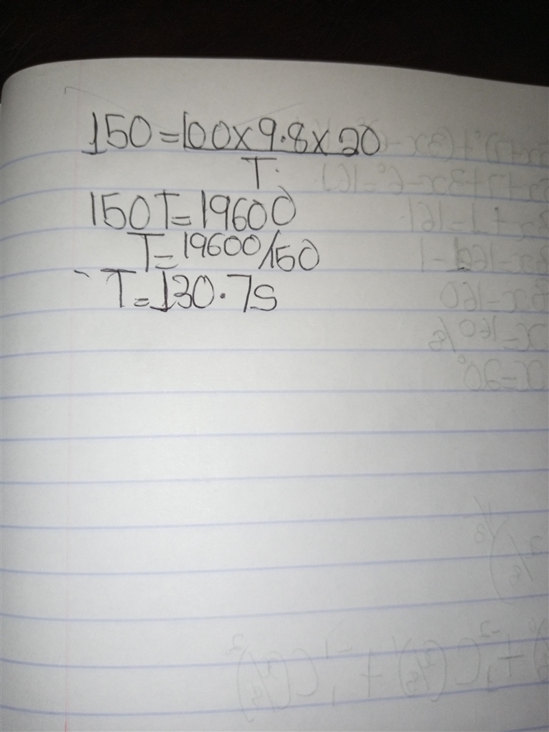 The power of 100Kg man is 150W. calculate the Time taken by him to climb the height-example-2