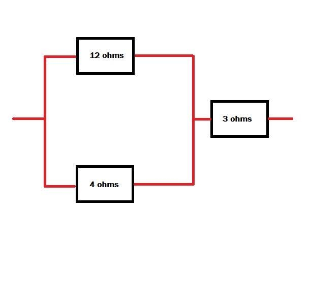 3 resistors of 3,4 and 12 ohm are there. How would you connect so as to get a resistance-example-1