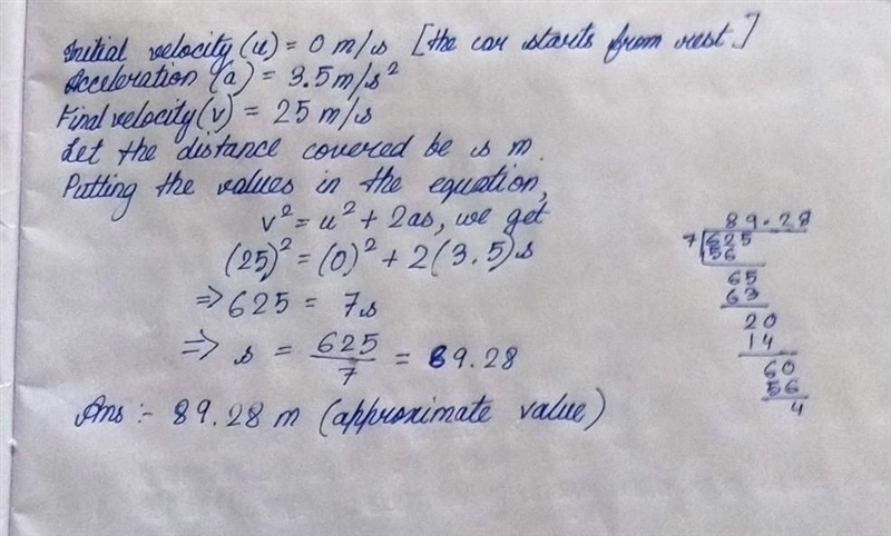 An automobile starts at rest and accelerates at 3.5 m/s/s after a traffic light turns-example-1