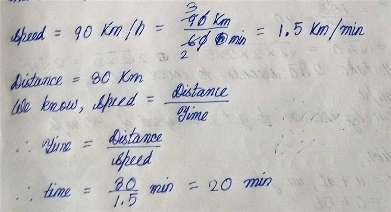 a car is travelling at 90 km•h-¹ calculate how long in minutes it will take the car-example-1