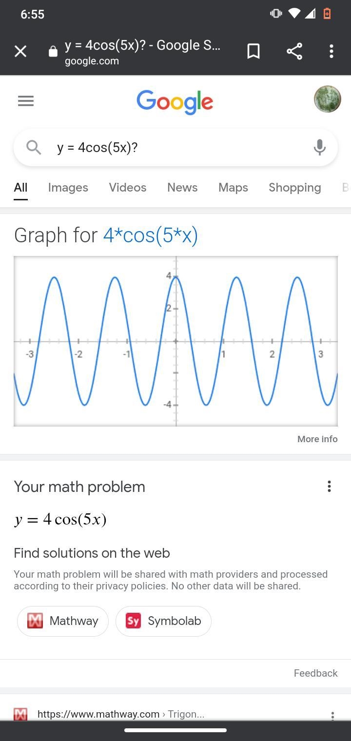 What is the answer for y = 4cos(5x)?-example-1