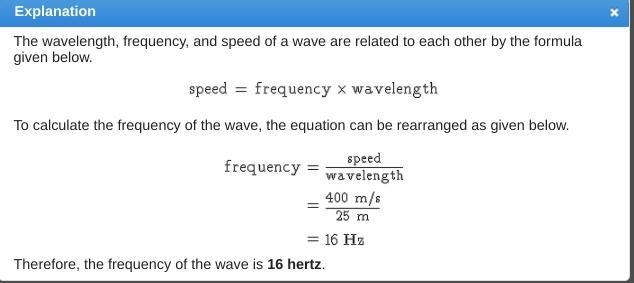 The speed of a sound wave traveling through air is 400 meters per second. The wavelength-example-1