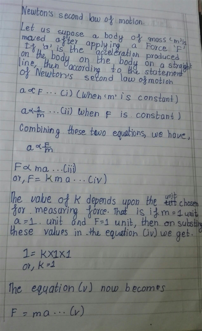 State and prove Newton's second law of motion ​-example-2