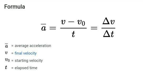 Define acceleration what it's formula​-example-1