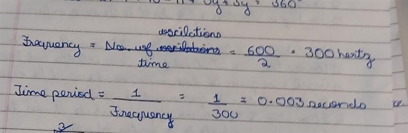 A guitar string vibrates 600 times in 2 seconds. Find its frequency and time period-example-1