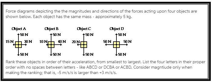 Rank this objects in order of their acceleration small to larger-example-1