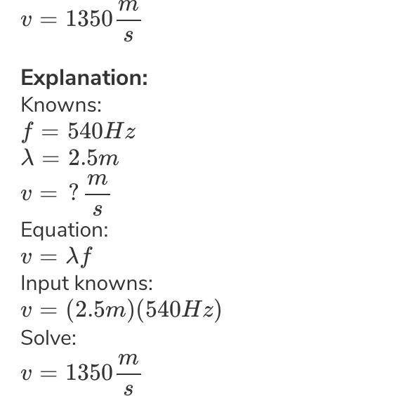 A wave along a guitar string has a frequency of 540 Hz and a wavelength of 2.5 meters-example-1