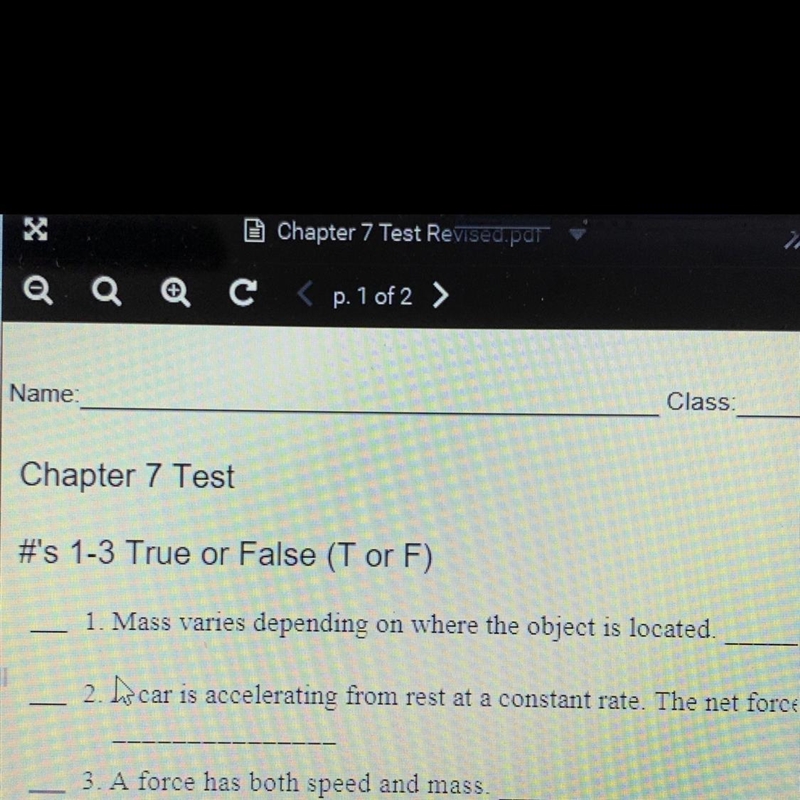 Mass varies depending on where the object is located. True or false-example-1