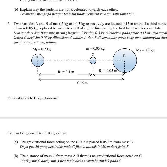 (b) The distance of mass from mass A if there is no gravitational force acted on C-example-1