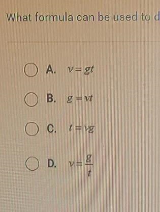 What formula oan be used to determine the velocity of an object in free fall?​-example-1