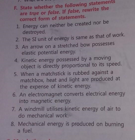 State whether the following statement are true or false . If false ri rewrite the-example-1