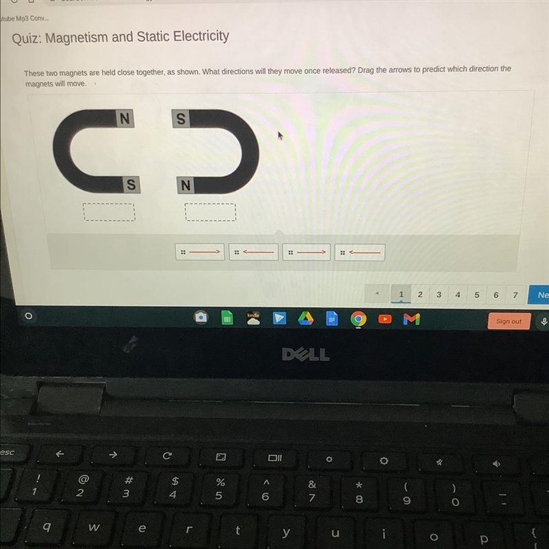 These two magnets are held close together, as shown. What directions will they move-example-1