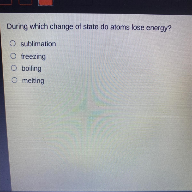 During which change of states do atoms lose energy?-example-1