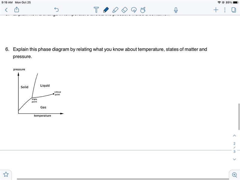 Explain this phase diagram by relating what you know about temperature, states of-example-1