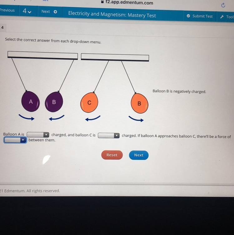 Plssss I need help——— Balloon A is (A. Negatively, B. Not, C. Positively) charged-example-1