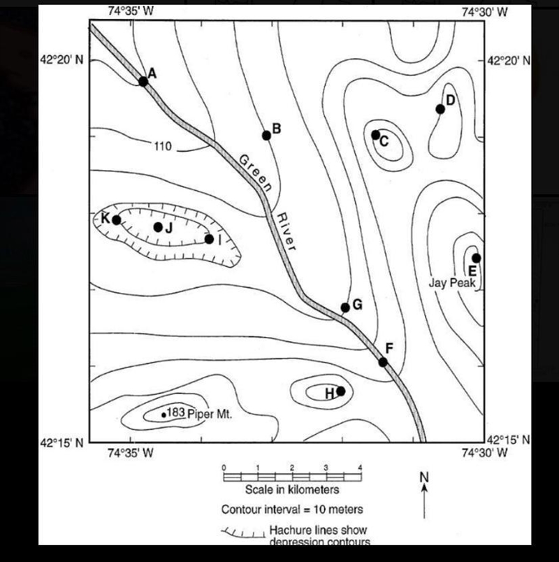 This is actually an earth science question. What is the exact elevation of each point-example-1