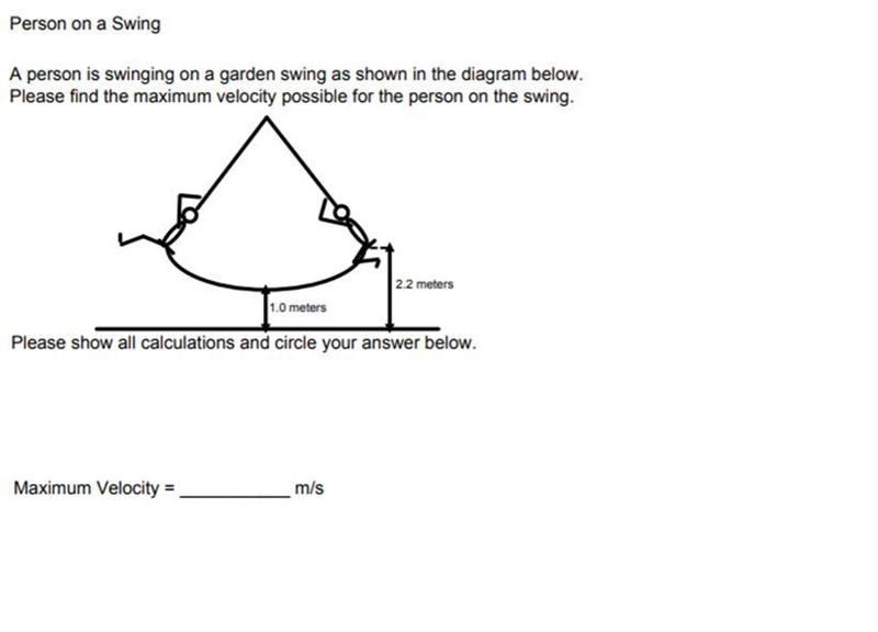 Find the maximum velocity possible for the person on the swing. if someone could explain-example-1