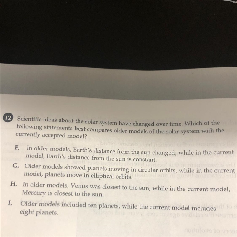 Scientific ideas about the solar system have changed over time. Which of them following-example-1