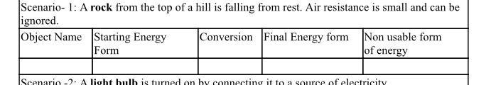 A rock from the top of a hill is falling from rest. Object name? Starting energy form-example-1