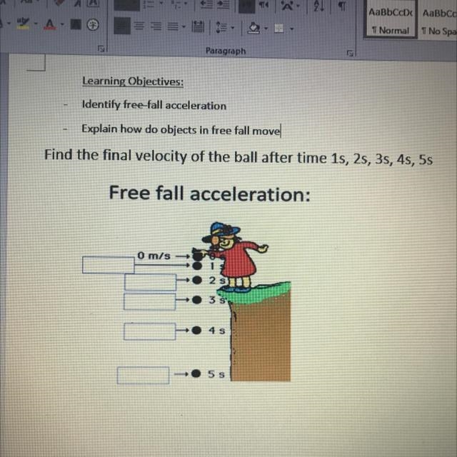 Free fall acceleration I need help?!!-example-1