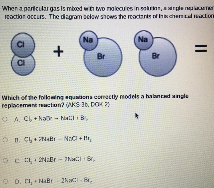 Which of the following equations correctly models a balanced single replacement reaction-example-1