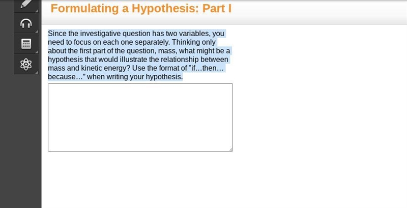 I NEED HELP ASAP Since the investigative question has two variables, you need to focus-example-1