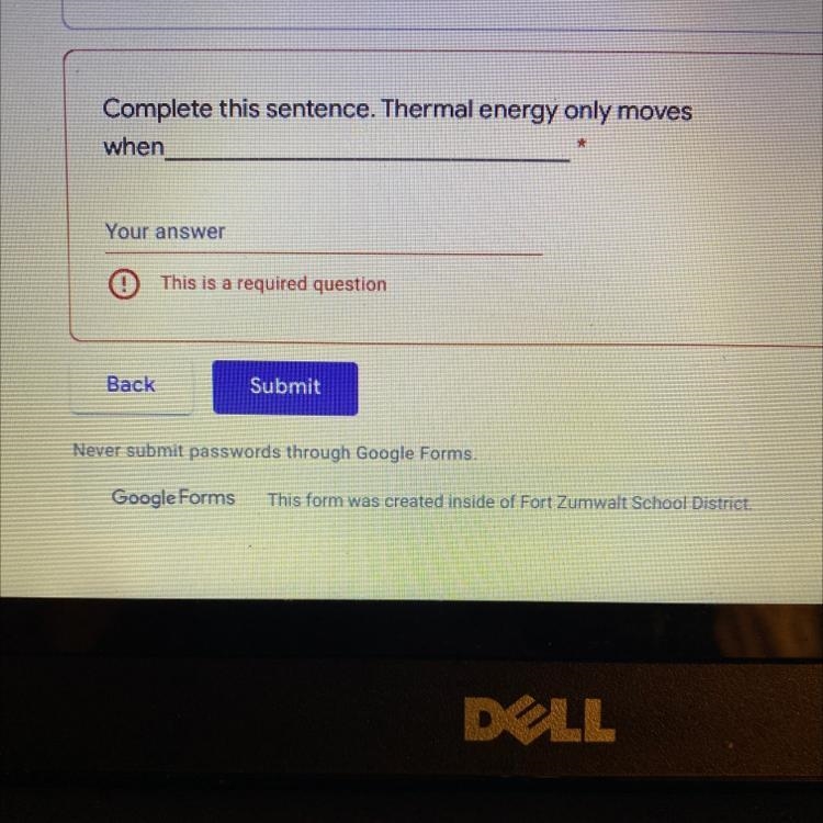 Complete this sentence. Thermal energy only moves when￼ ______-example-1