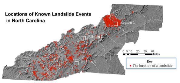 Which region on the map has the highest risk of future landslides?​​​-example-1