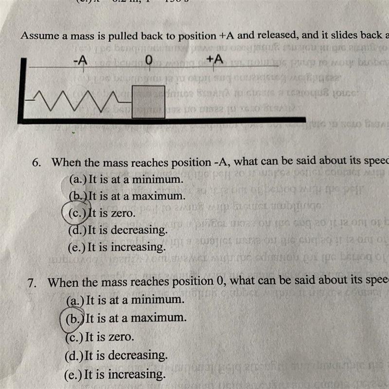 8. At what position does the mass have the greatest acceleration? (a.)-A (6.)-42A-example-1