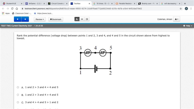 A. 1 and 2 > 3 and 4 = 4 and 5 B. 1 and 2 > 3 and 4 > 4 and 5 C. 3 and 4 &gt-example-1