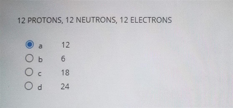 Using the information given, find the Atomic Mass of the unknown element: 12 PROTONS-example-1