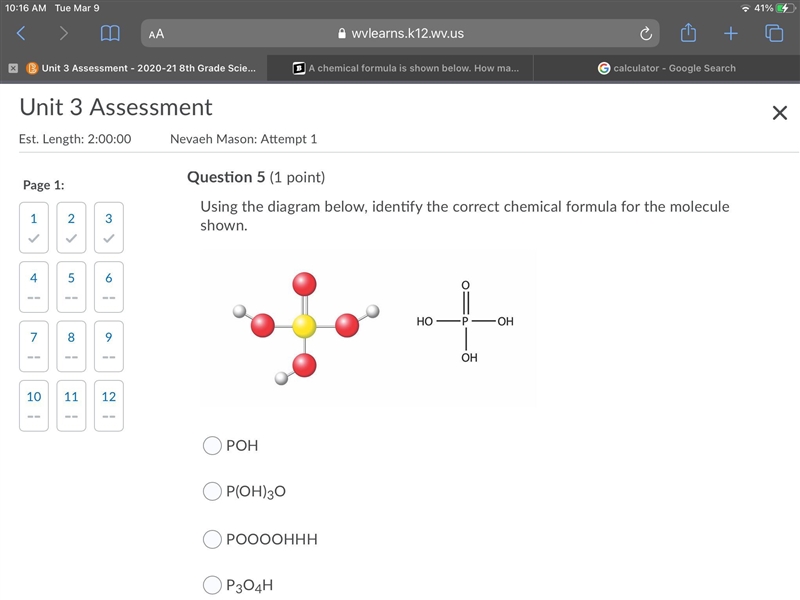 Using the diagram below, identify the correct chemical formula for the molecule shown-example-1