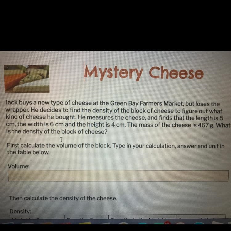 Figure out the volume of the cheese.-example-1