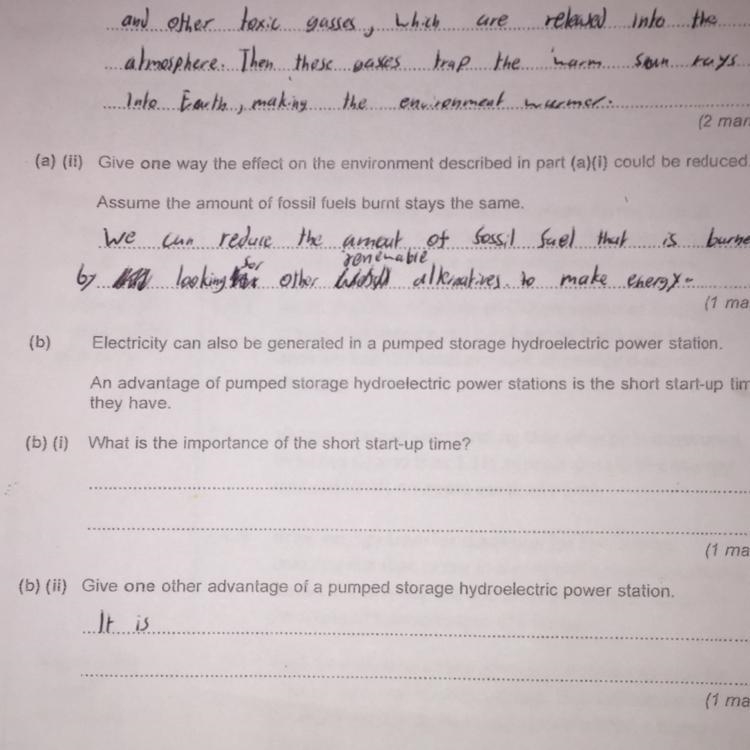 (1 mark) (b) Electricity can also be generated in a pumped storage hydroelectric power-example-1