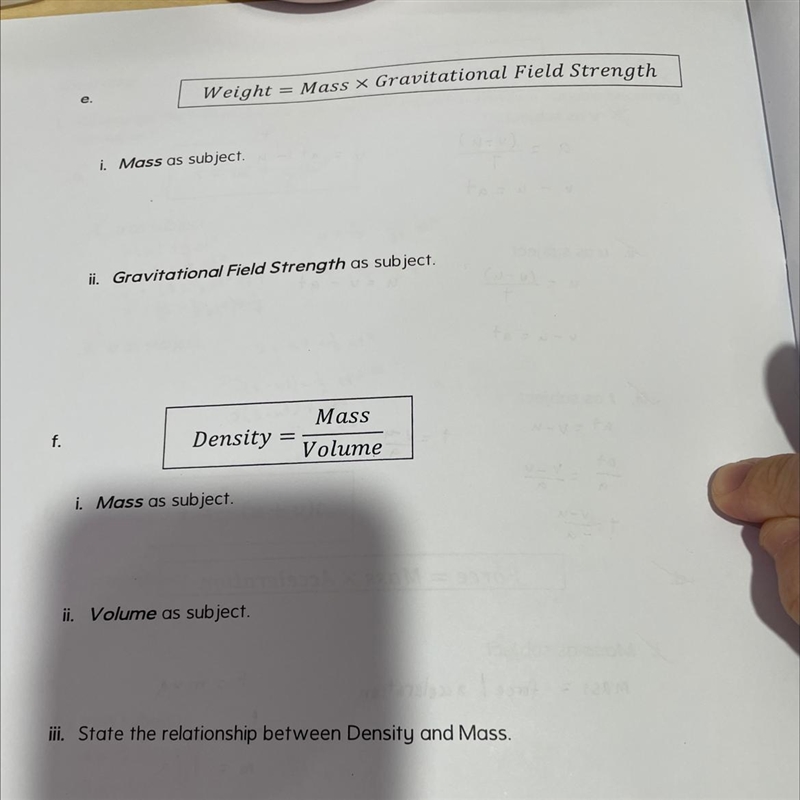 E. weight = mass x gravitational field strength i. mass as subject ii. gravitarional-example-1