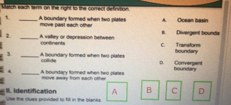 Match each term on the right to the correct definition. A boundary formed when two-example-1