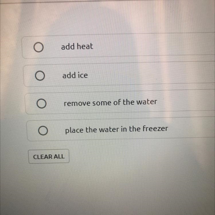 Which will increase the energy of motion of water molecules?-example-1